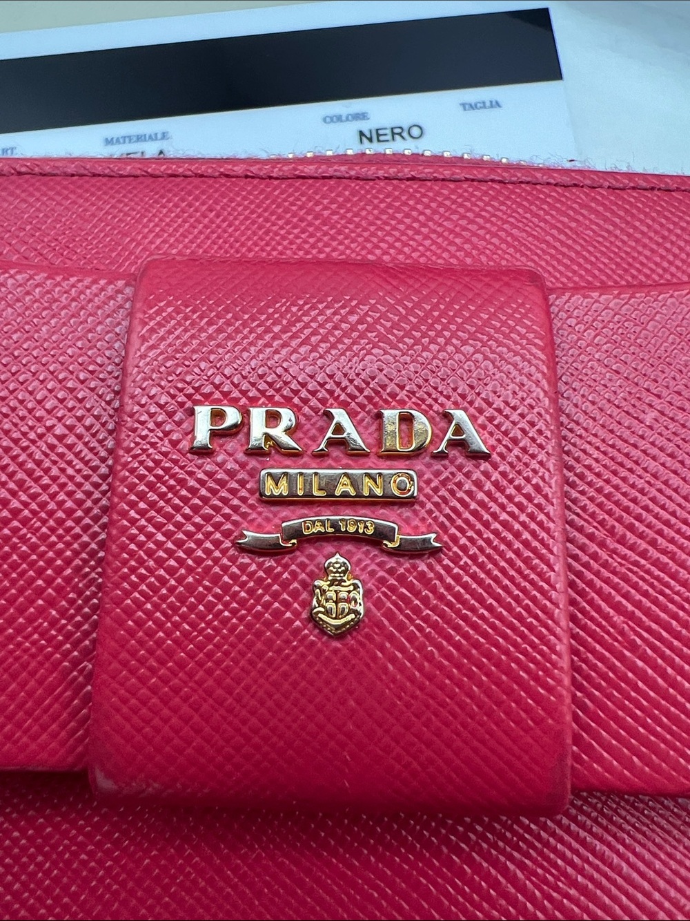 Prada Fuchsia Saffiano Leather Bow
Continental Wallet W/Box Authentication Card - Picture 13 of 17